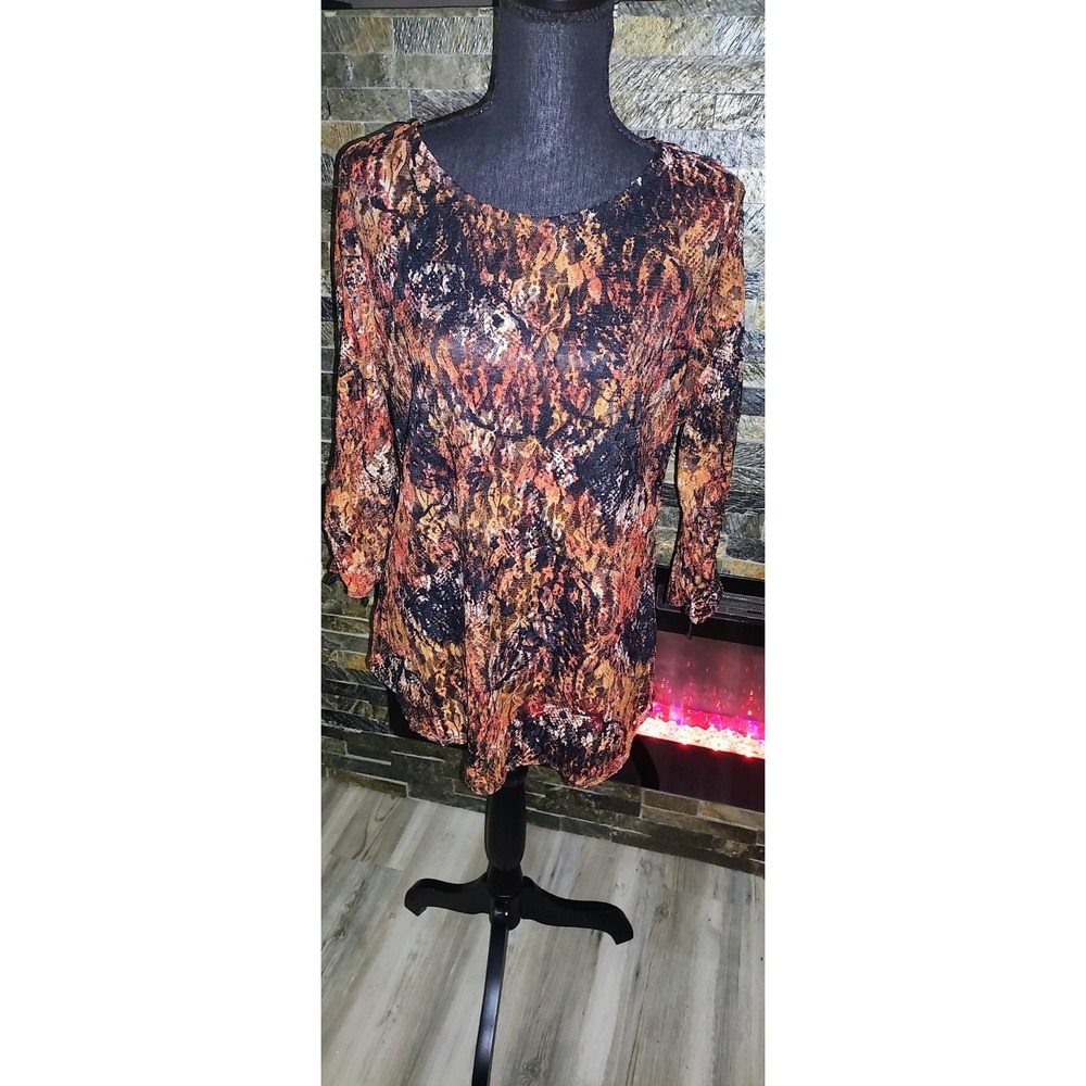 Roz & Ali Lace Multi Colored Top Size Large